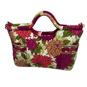 Vera Bradley Hello Dahlia Hand Bag Zip Closure Side Pockets Floral